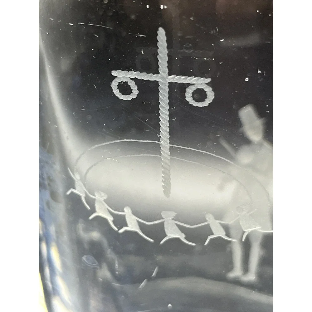 STROMBERGSHYTTAN Swedish Art Glass Crystal Violin Player c1950 Vase 7